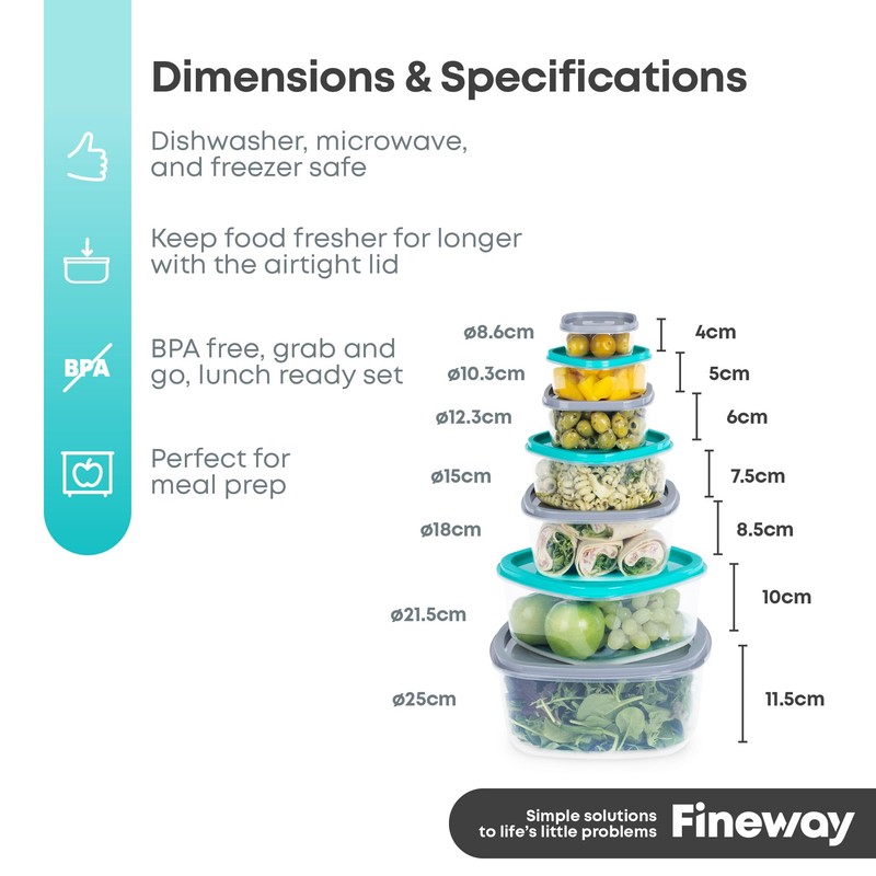 FiNeWaY 7pc Nesting Stackable Food Storage Containers Box With Airtight