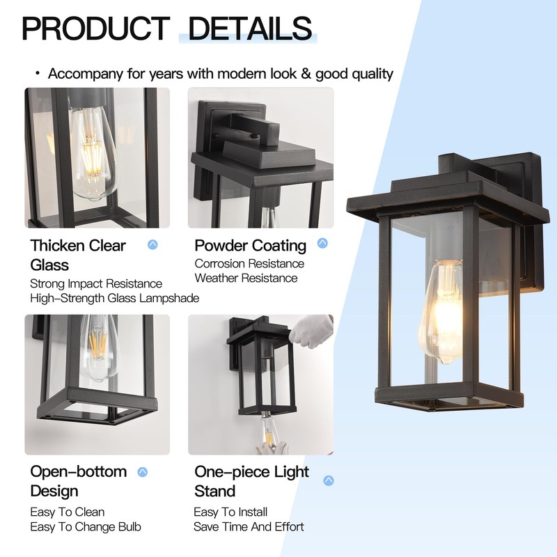Outdoor Wall Light Fixtures, Modern Exterior Wall Mount Lanterns, Outside