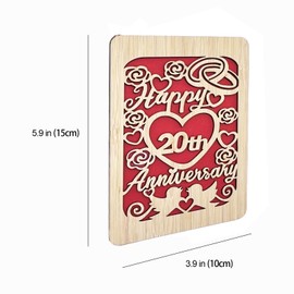 VANSUN Handmade Wooden 20th Wedding Anniversary Card for Husband or Wife,Wife Anniversary Card Her,Birds 20th