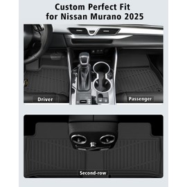 Floor Mats Custom Fit for Nissan Murano 2025 SV/SL/Platinum All Weather TPE Rubber Protection 1st and 2nd Row Anti-Slip Automotive Set Floor Liners for Murano 2025 Accessories, Black