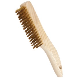 Weiler 44119 0.006" Wire Size, 5" Brush Length, 10" X 1-1/8" Block Size, 4 x 18 No. Of Rows, Brass Bristles, Hardwood Block, Plater's Scratch Brush, Made in the USA