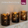 Gadgy Tea Light Holder Black Gold - Lantern Dining Table