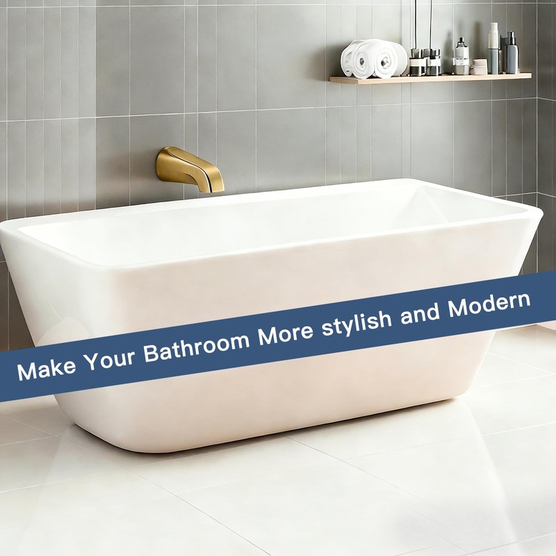 Brushed Gold Tub Spout Without Diverter, Shower Faucet,Brass Adapter,5.3"