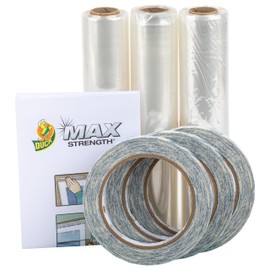 Duck Brand Winter Window Insulation Kit – Window Seal Rolled Shrink Film Covers Up to 15 3’ x 5’ Windows – Window Tape Included – Easy Indoor Installation - Clear - 15-Pack (288069)
