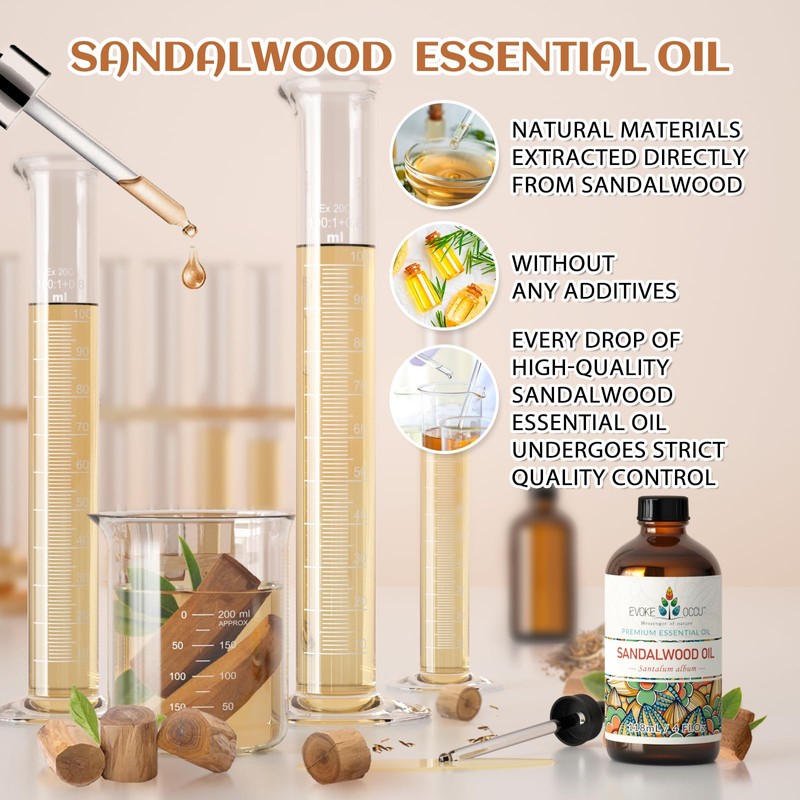 EVOKE OCCU Sandalwood Essential Oils for Skin Care, Diffuser, Perfume,