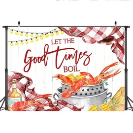 Lofaris 7x5ft Let The Good Times Boil Backdrop Crawfish Boil Themed Birthday Background Crawfish Boil Sea Photography Lobster Birthday Party Decoration Photo Booth Props Banner