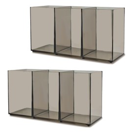 BangBoom 2 Pack Translucent Gray Makeup Brush Holder, 3 Compartment Plastic Pen Organizer, Acrylic Silverware Caddy for Storage Desk Vanity Pencil Utensil Marker Cutlery (Translucent Gray)