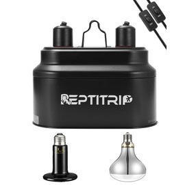 Dual Reptile Light Fixture with 100W Full Spectrum UVA UVB Light Bulb & 100W Nighttime Ceramic Heat Emitter, 2 Independent Switches, Reptile UVA UVB Light Combo Pack
