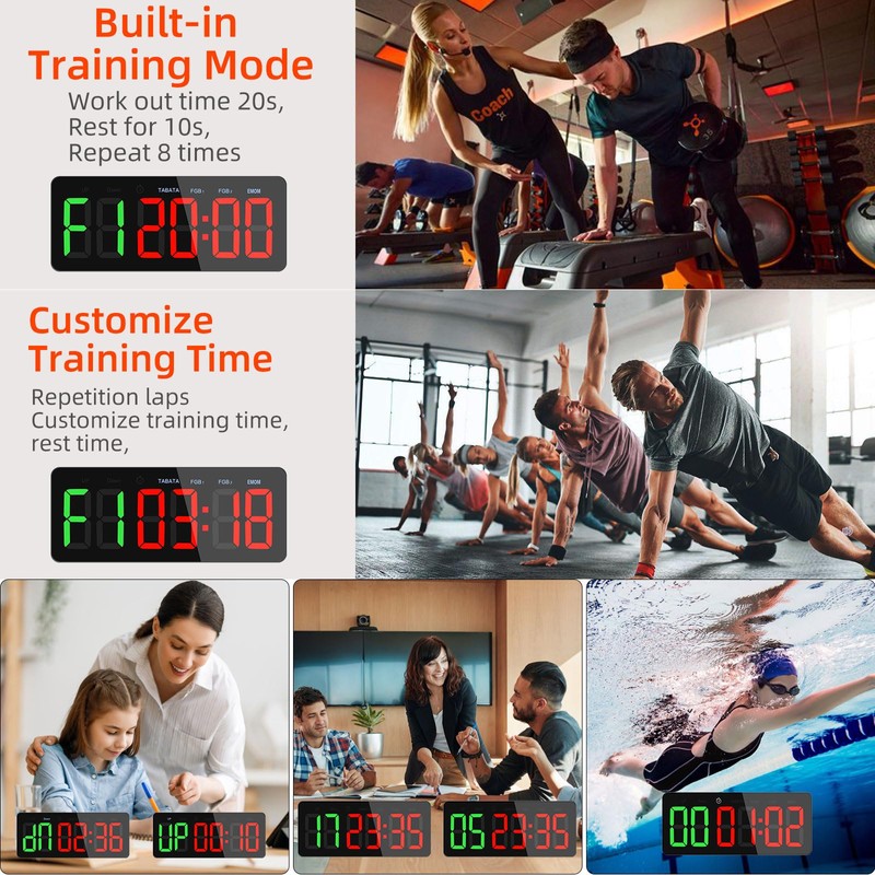 PELLOR Gym Timer, Large Digital Wall Clock, Interval Timer Clocks