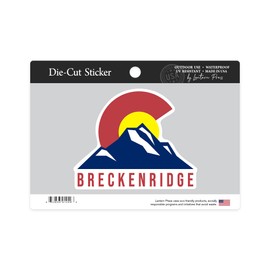 Die Cut Sticker Breckenridge, Colorado, Flag and Mountain, Contour Vinyl Sticker 3 to 6 inches, (Waterproof Decal for Cars, Water Bottles, Laptops, Coolers), Large
