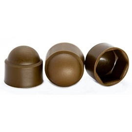 Brown M12 (19mm Wrench) Plastic Nut and Bolt Protective Dome Cover Caps (Pack of 10)