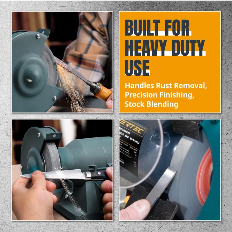 POWERTEC Bench Grinder Wheel 8 Inch 80 Grit, Aluminum Oxide