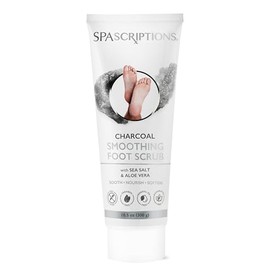 Spascriptions Charcoal Smoothing Foot Scrub with Sea Salt & Aloe Vera, Exfoliating Wash for Dry, Cracked Feet and Heels, Dead Skin and Callus Remover for Soft and Renewed Feet, 10.5 oz