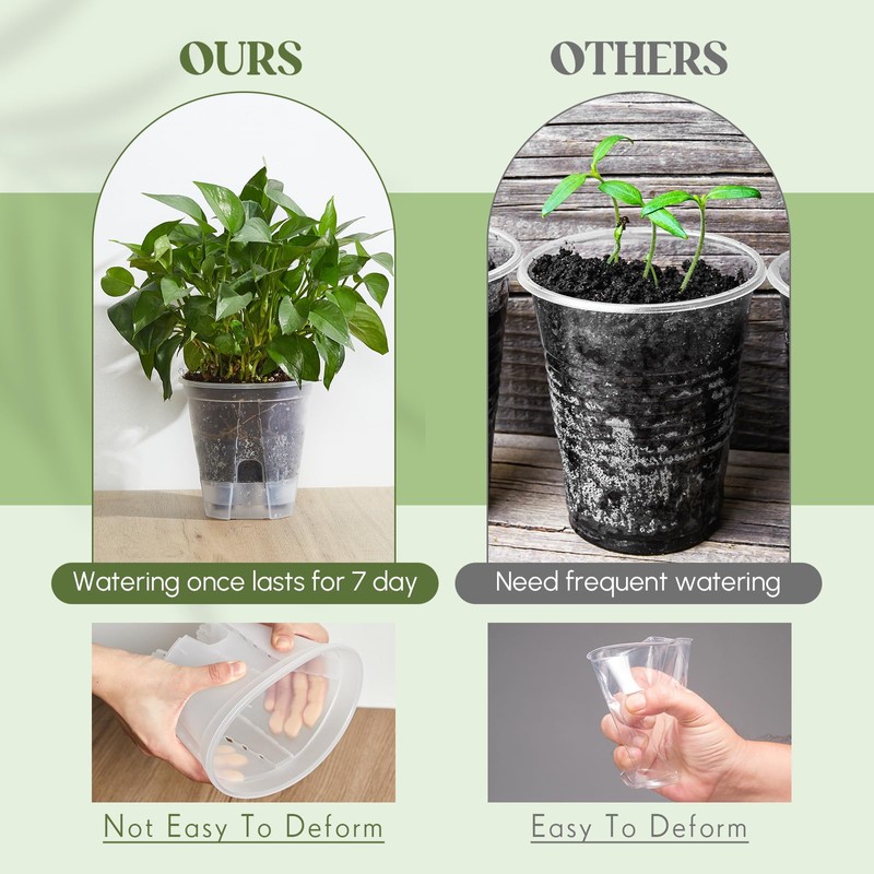 Wonderjune 9 Pcs Self Watering Pots for Indoor Plants with