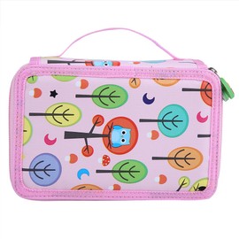 72 Slots Colorful Student Fabric Pen Bag Pencil Pouch Box Sketch Drawing Brush Holder (Pink)