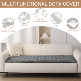 Smiry Couch Cover for Dogs Washable, Non Slip Fuzzy Pet Couch Covers for 3 Cushion Sofa Pet Friendly, Thick Soft Sofa Slipcovers Cushion Protector (Dark Grey, 27.6" x 59")