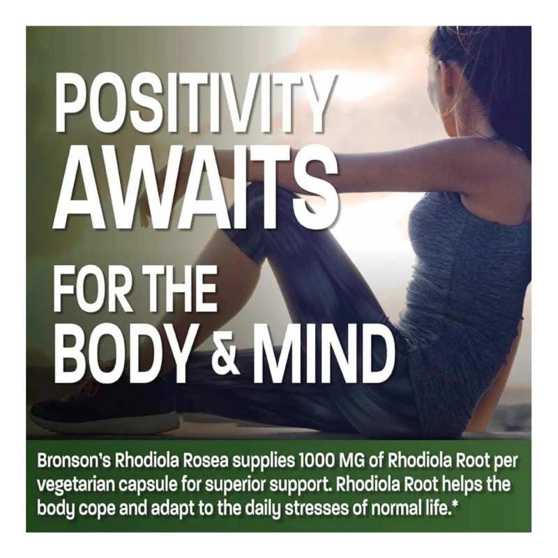 Rhodiola Rosea 1000mg (120 Cápsulas) Bronson Sabor Sin Sabor