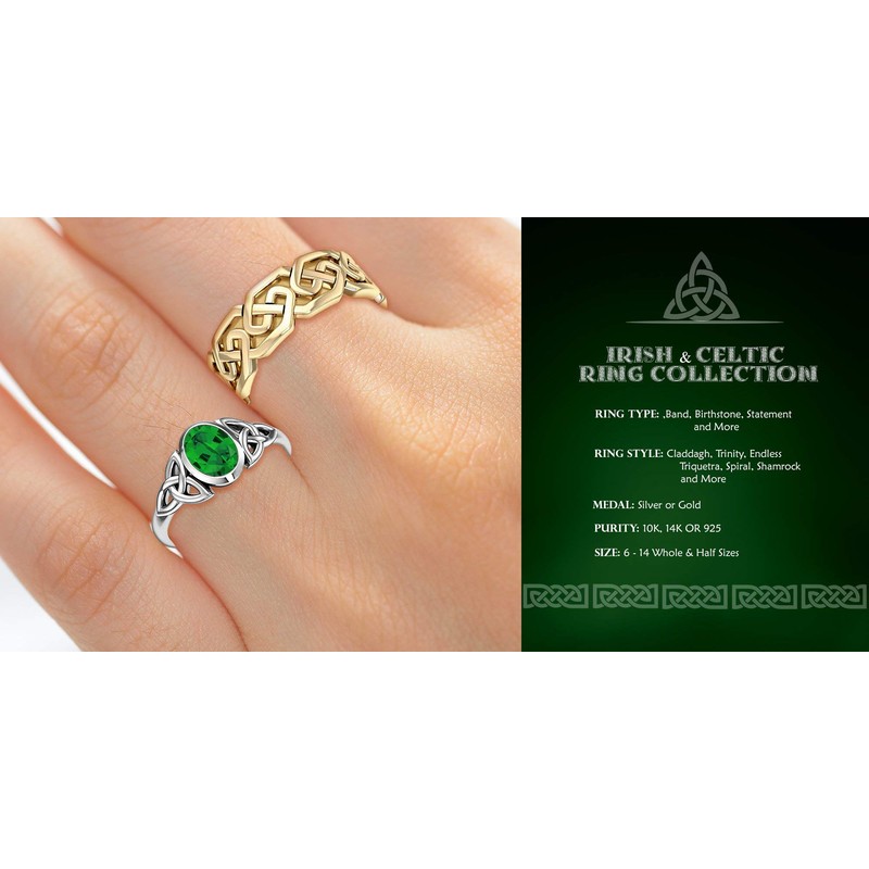 US Jewels Men's 0.925 Sterling Silver Irish Celtic Knot Ring