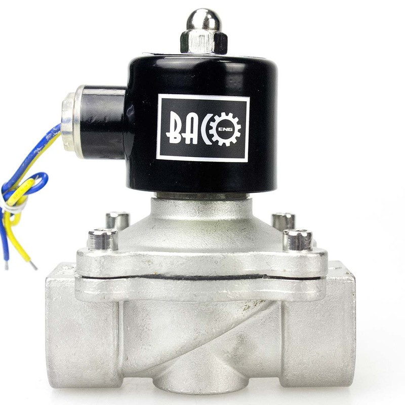 BACOENG 1" AC110V Stainless Steel Electric Solenoid Valve (NPT, Normally