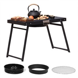 XIUXLI Portable Camp Grills Charcoal Grills Outdoor Grill Table BBQ Lamb Skewer Folded Camping Barbecue Grill for Backyard Party Picnic Travel Outdoor Cooking Use(Black,25.5x14.5x18.5 inch)