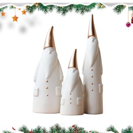 Larfraecy 3Pcs Ceramic Santa Claus Statue Christmas Father Christmas Figurines Decor Home Decor Accents Collectible Modern Sculpture Table Mantel Fireplace Ornament