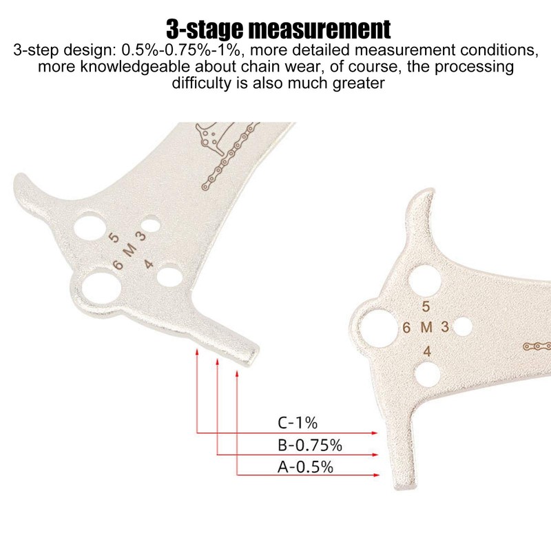 Chain Wear Indicator, 3 in 1 Stainless Steel Bicycle Chain