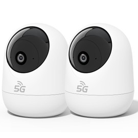Rraycom 2Pack 2K Security Camera Indoor 5G/2.4 GHz Wi-Fi, Baby Monitor Pet/Dog Camera 360-Degree for Home Security, Smart Motion Tracking, 24/7 Live View, Night Vision, Compatible with Alexa