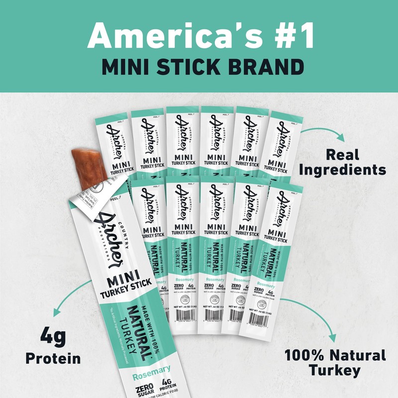 Archer Jerky Mini Turkey Jerky Sticks - All Natural Turkey