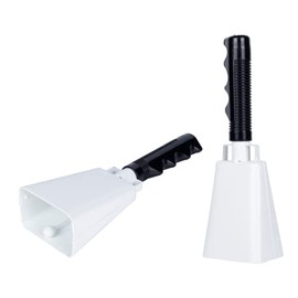 Cow Bell 8 inch Steel with Handle Cowbells 2Pack, Noise Makers, Cheering Loud Call Bell for Sporting Events Football Games Christmas Party School Wedding Farm (White)