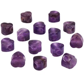mookaitedecor 12pcs 14mm Heart Shaped Amethyst Large Hole Crystal Beads for Jewellery Making, Loose Love Heart Shape Healing Crystal Stone Beads for Crafting European Bracelet Macrame DIY Projects