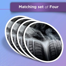 Vinyl Stickers (Set of 2) 10cm - Racing Car Tyres Race Drift Drifting Fun Decals for Laptops,Tablets,Luggage,Scrap Booking,Fridges #24220