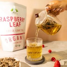 Raspberry Loose Leaf Tea Cut & Sifted - Caffeine Free Herbal Hot Tea - 100% Certified Organic - ½ lb Pouch - 8oz Resealable Bag - 1 Pack