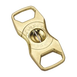 Cigar Cutter V-Cut Bronze Carved Stainless Steel Sharp Blade Precision Cigar Guillotine (Gold)