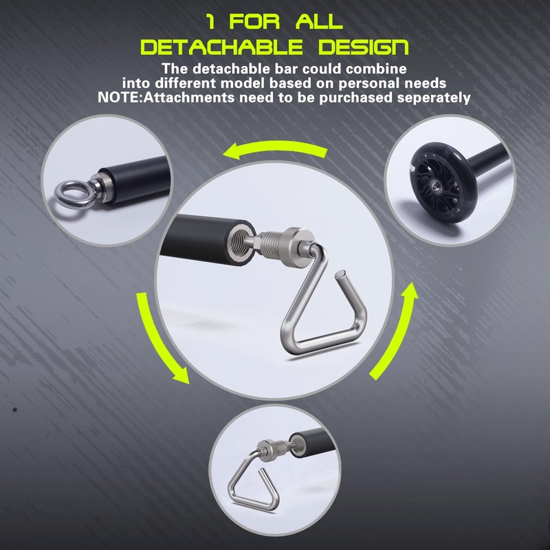 GEKU FIT Resistance Band Bar, Length-Adjustable Detachable Heavy Duty Workout