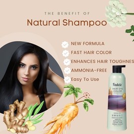 Champú para teñir el cabello 4 en 1 para cubrir las canas, nueva fórmula, champú semipermanente a base de hierbas para teñir el cabello, hidratante, b