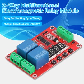 Agatige Time Delay Relay Module, DC 24V 2 Way Delay Controller Board Programmable Delay Relay Module with Segment LEDs Display, Self Lock Cycle Delay Controller Board for Smart Home, Automatic Control