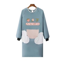 WANGTAO Apron, Long Sleeve, Women's, Work Apron, Fashionable, Adult Apron, Hand Wiping Apron, Apron with Sleeves, Apron, for Household and Cooking, with Pockets, Housework, Restaurants, blue