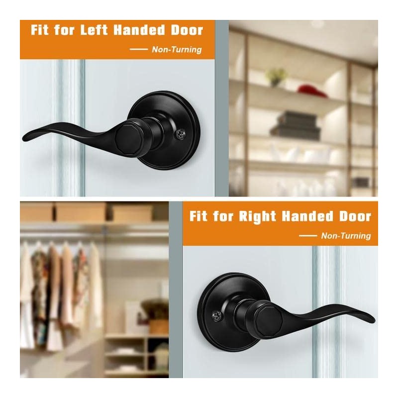 Probrico Keyless Matte Black Dummy Door Handles Wave Style, Packs