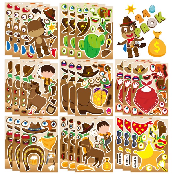 24 Sheets Western Cowboy Stickers, Make Your Own Cowboy Hat
