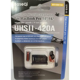BASEQI UHS-II Aluminum microSD Adapter for M1 2021 / M2 2022 / M3 2023 MacBook Pro 14" & 16” (Space Black, Adapter with HDMI Dust Plug)
