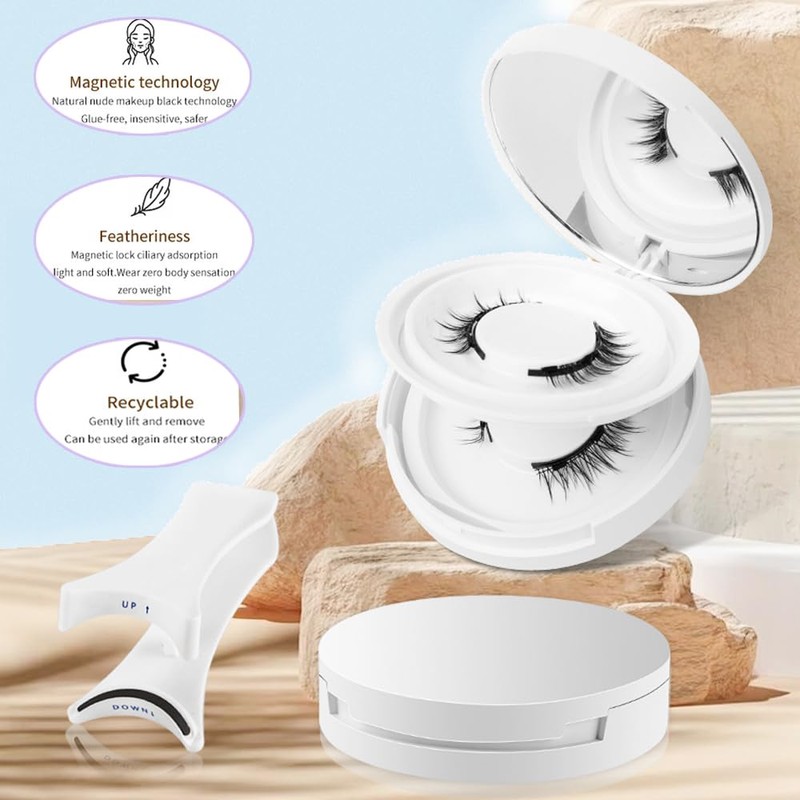 Magnetic Eyelashes Natural Look, Magnetic Lashes with Applicator, 2 Pair