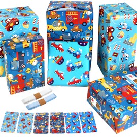 Boys Wrapping Paper for Kids Police Cars wrapping paper Childrens Bluey Blue Wrapping Paper Birthday Wrapping Paper set with Animals tractor digger Giraffe Elephant Lion Fire Trucks Crane Ambulance,Birthday Gift Wrap Set birthday paper Present wrap