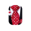 DiBanGu Red and White Men's Christmas Tie Silk Woven Jacquard