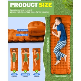 Rantizon Self Inflating Camping Mat, 2025 Upgraded Version Portable Ultralight Sleeping Camping Mat Inflatable Waterproof Camping Mattress with Pillow Sleeping Mat for Outdoor Backpacking Hiking