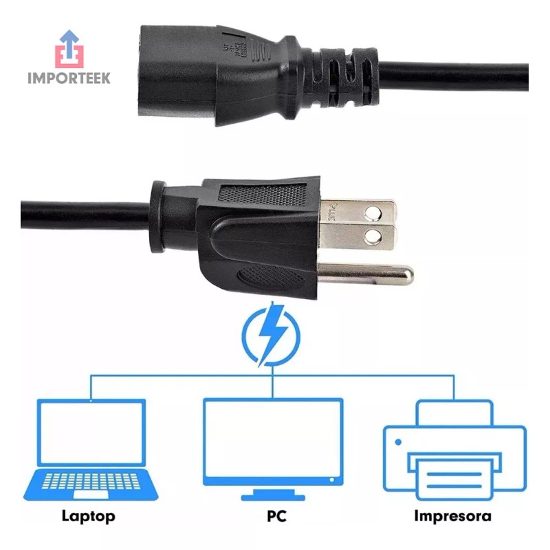 Importeek 15pz Cable Fuente Poder Corriente Monitor Computadora Pc Cpu