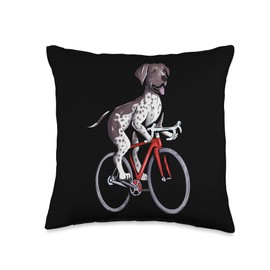 German Shorthaired Pointer Riding Bicycle Throw Pillow
