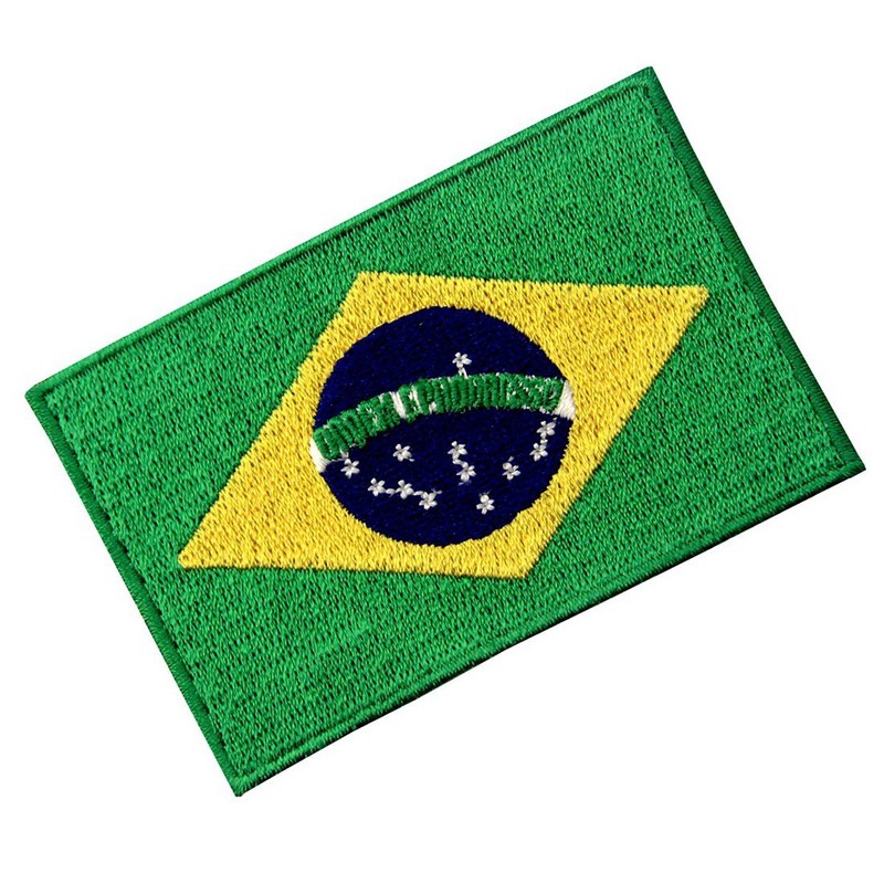 Brazil Flag Crest Brazilian Stick Applique Embroidered Iron On/Sew On