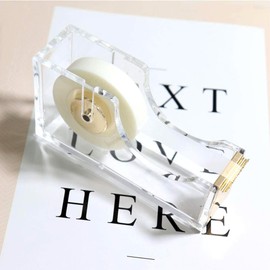 Desktop Golden Tape Dispenser, Heavy Duty Stylish Gold Non Skid Tape Holder Cutter, Aesthetic Decor for Home, School and Office Supplies (Golden)