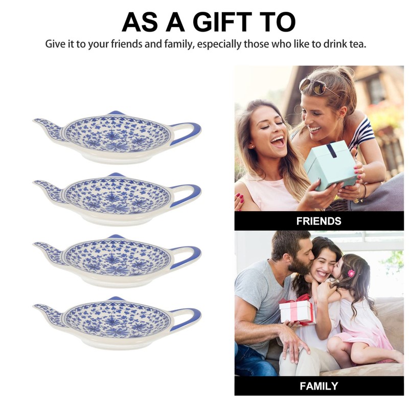 Alipis 4pcs Ceramic Tea Bag Coasters Spoon Rests Teabag Holder