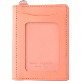 Slip-On Noir Pass Coin Case Peach NSL-3202 Genuine Leather Card Pass Case Coin Case